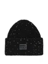 Bimba Y Lola Sequin Logo Beanie In Black
