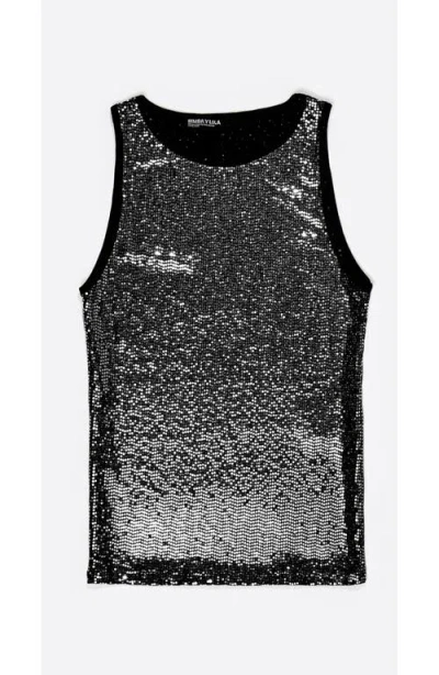 Bimba Y Lola Sequin Sleeveless Top In Gray
