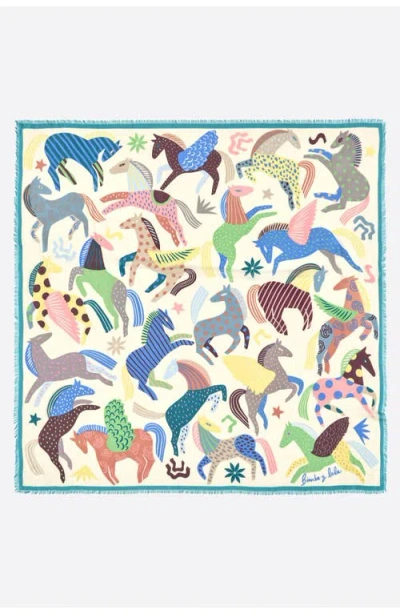 Bimba Y Lola Shawl With Mini Prints In White