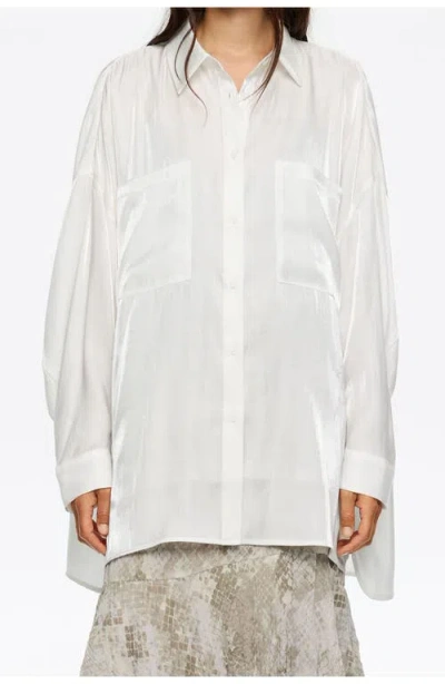 Bimba Y Lola Shiny Oversize Shirt In White