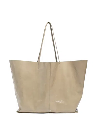 Bimba Y Lola Shiny Sage Leather Maxi Shopper Bag In Blue