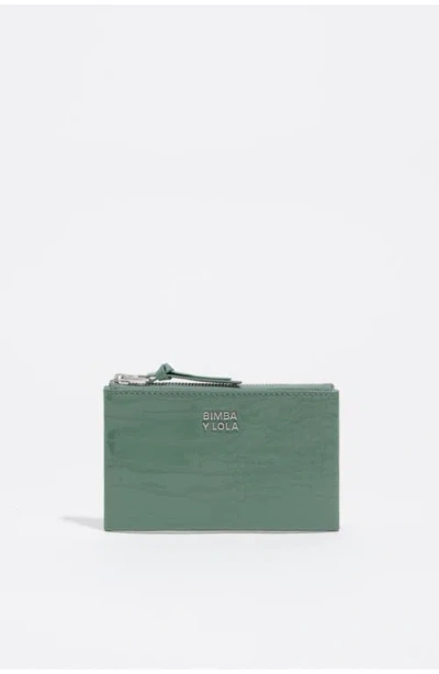 Bimba Y Lola Shiny Textured Coin Purse In Green