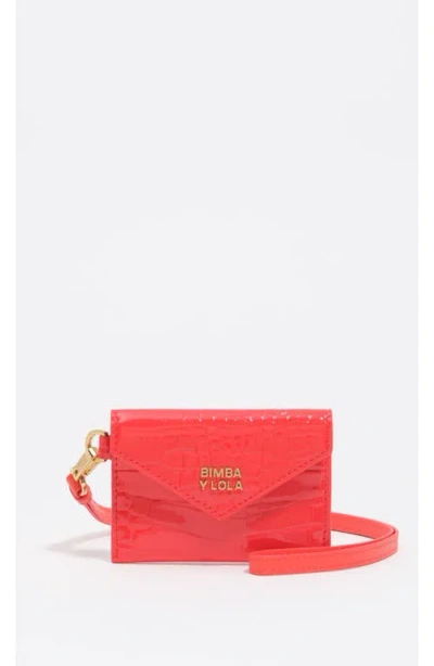 Bimba Y Lola Shiny Textured Coin Purse With Logo In Red