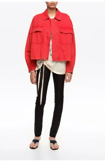 Bimba Y Lola Short Faded Cotton Jacket In Red
