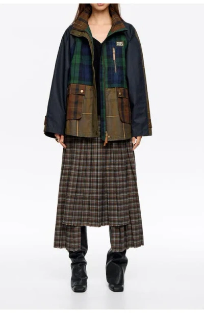 Bimba Y Lola Short Multicolor Checked High Neck Trench