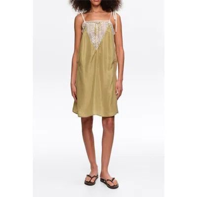 Bimba Y Lola Short Silk Strappy Dress In Green