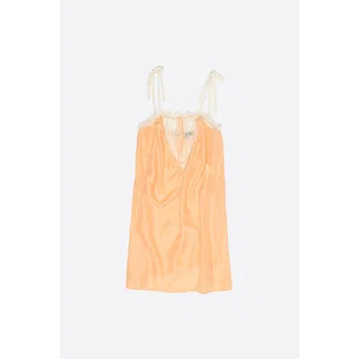 Bimba Y Lola Short Silk Strappy Dress In Orange