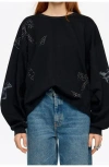 Bimba Y Lola Short Sweatshirt With Stones Bows In Black