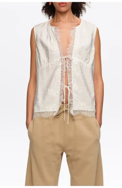 Bimba Y Lola Short-sleeve Shirt With Lace And Ties In White