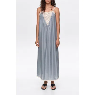Bimba Y Lola Silk Lace Strap Maxi Dress In Light Blue