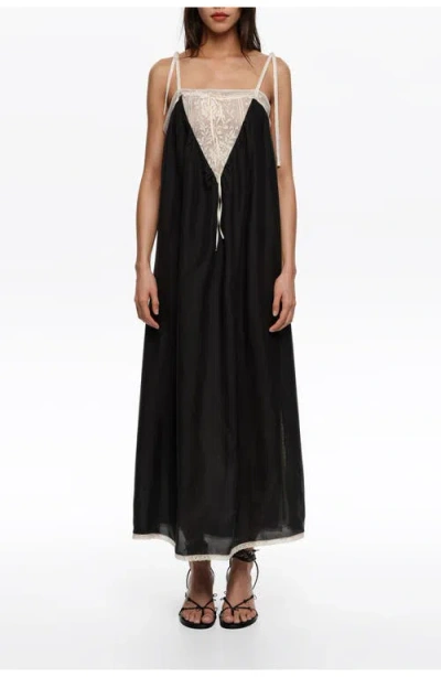 Bimba Y Lola Silk Lace Strappy Dress In Black