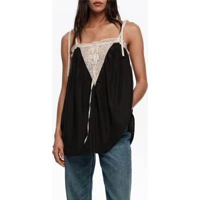 Bimba Y Lola Silk Lace Vest Top In Black