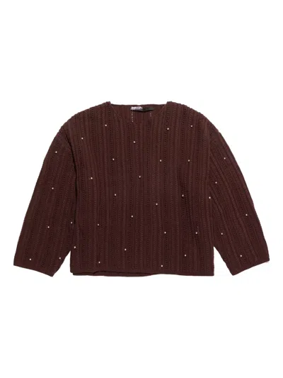 Bimba Y Lola Silver Stud-embellished Jumper In Brown