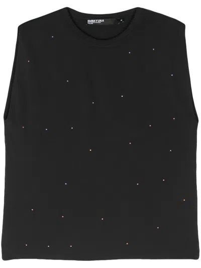 Bimba Y Lola Sleeveless Crystal-embellished Top In Black