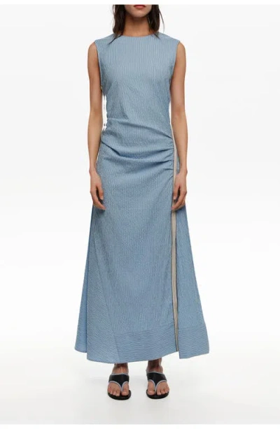 Bimba Y Lola Sleeveless Dress With Striped Overlay Strap In Blue