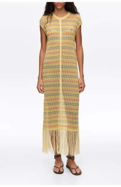 Bimba Y Lola Sleeveless Knit Dress With Fringing In Animal Print
