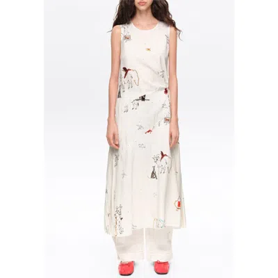 Bimba Y Lola Sleeveless Midi A-line Dress In Neutral