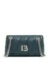 BIMBA Y LOLA SMALL BLUE-GREEN LEATHER FLAP BAG