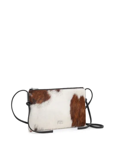 Bimba Y Lola Small Brown-fur Clutch Bag In White
