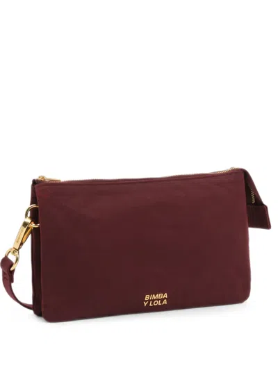 Bimba Y Lola Small Burgundy Coated Clutch Bag In Red