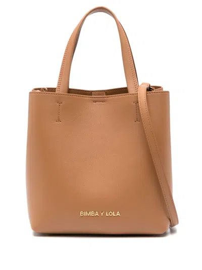 Bimba Y Lola Large Chihuahua Leather Tote Bag In Brown
