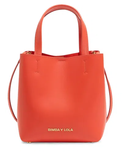 Bimba Y Lola Small Chihuahua Leather Tote Bag In Orange