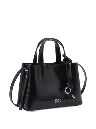 Bimba Y Lola Small Chihuahua Tote Bag Black Leather