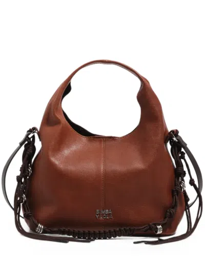 Bimba Y Lola Small Dark-tan-leather Paper Bag In Brown