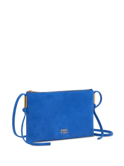 Bimba Y Lola Small Electric-blue Suede Clutch Bag