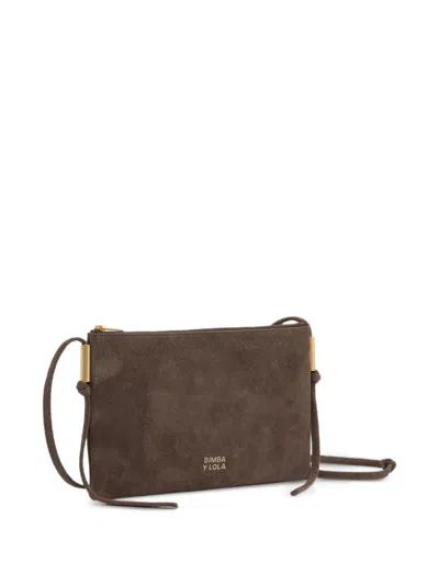 Bimba Y Lola Small Fango Suede Clutch Bag In Brown