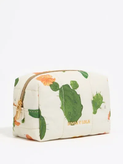 Bimba Y Lola Small Floral-print Cosmetic Pouch In Green