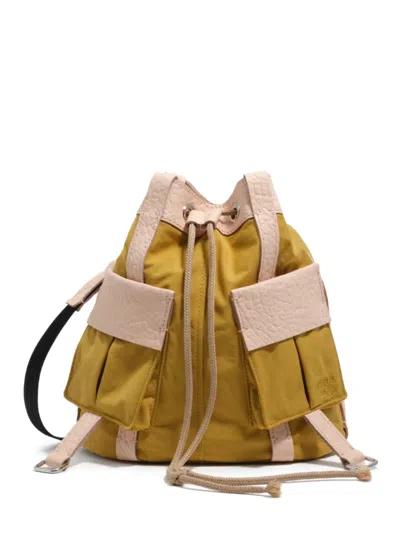 Bimba Y Lola Small Grained-leather Bucket Bag In Yellow