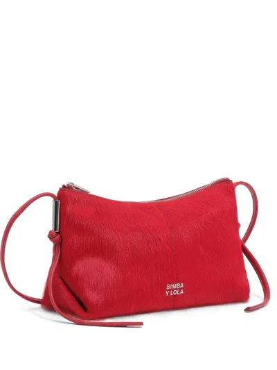 Bimba Y Lola Small Lava Hair Shoulder Bag In Red