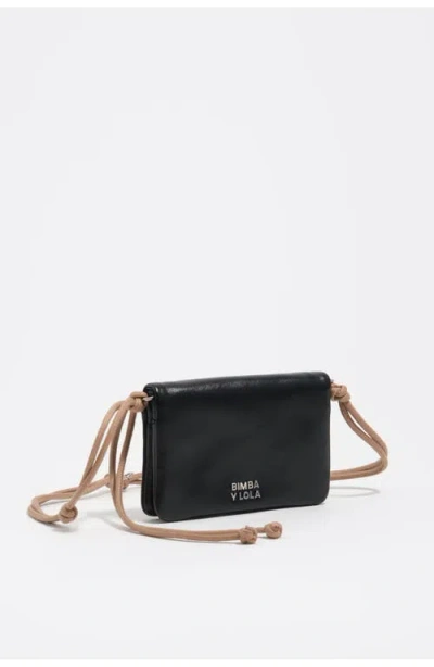 Bimba Y Lola Small Leather Flap Purse In Black