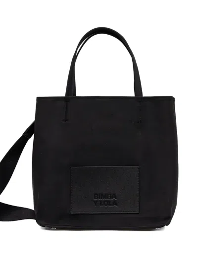 Bimba Y Lola Small Leather-trimmed Tote Bag In Black