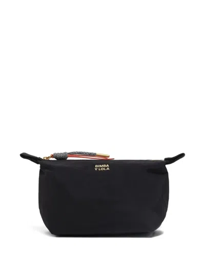 Bimba Y Lola Small Logo-lettering Makeup Bag In Black