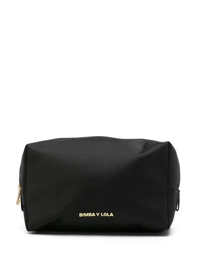 Bimba Y Lola Small Logo-lettering Makeup Bag In Black