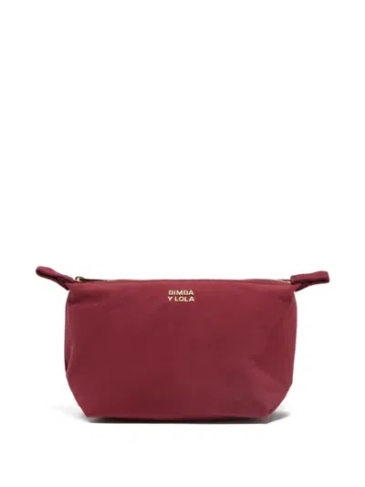 Bimba Y Lola Small Logo-lettering Makeup Bag In Red