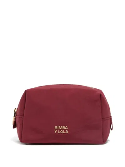 Bimba Y Lola Small Logo-lettering Makeup Bag In Red