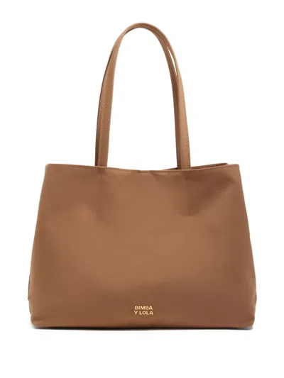 Bimba Y Lola Small Logo-patch Tote Bag In Brown