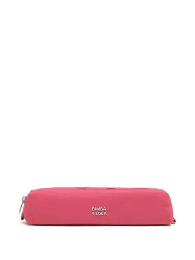 Bimba Y Lola Small Logo-plaque Make-up Bag In Pink