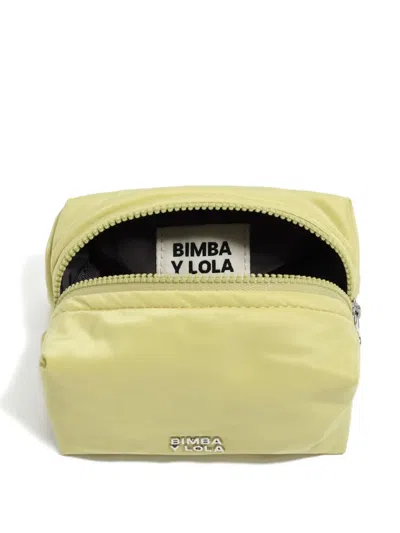 Bimba Y Lola Small Logo-plaque Make-up Bag In Yellow