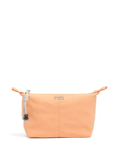 Bimba Y Lola Small Logo-plaque Make Up Bag In Orange