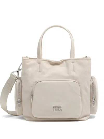Bimba Y Lola Small Logo-plaque Multi-pocket Tote Bag In Neutral