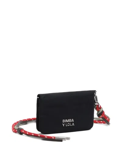 Bimba Y Lola Small Logo-print Rope-strap Wallet In Black