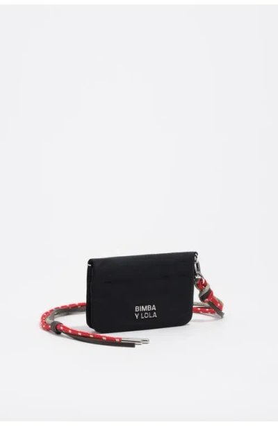 Bimba Y Lola Small Nylon Flap Purse In Black