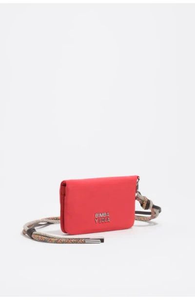 Bimba Y Lola Small Nylon Flap Purse In Red