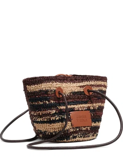 Bimba Y Lola Small Raffia Shoulder Bag In Brown