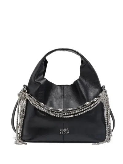 Bimba Y Lola Small Rhinestone-embellished Tote Bag In Black