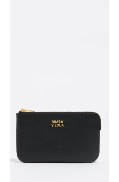 Bimba Y Lola Small Rigid Leather Coin Purse In Black